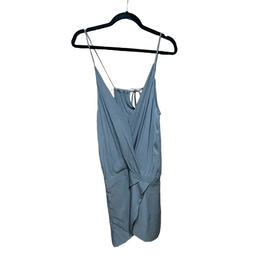 Mason Sleeveless Gray Tie Back Surplice‎ Wrap Silk Dress Size 0